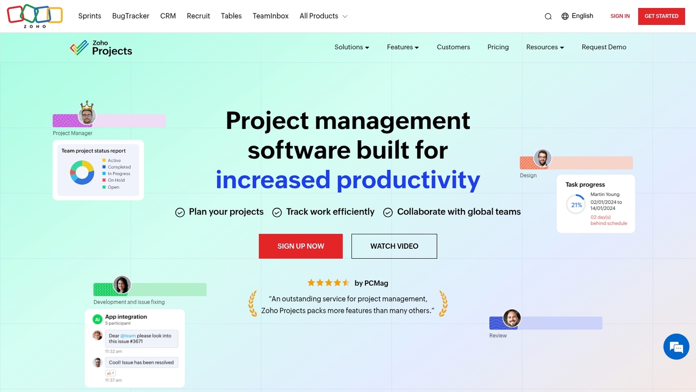 Screenshot of www.zoho.com